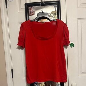 Chic Red Short Sleeve Women's Top